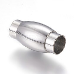 304 fermoirs magnétiques en acier inoxydable avec emembouts à coller, ovale, couleur inoxydable, 19.5x10mm, Trou: 6mm