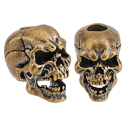 SUPERFINDINGS 2Pcs Skull Knife Lanyard Bead EDC Charm Bead Brass European Beads Antique Bronze Large Hole Beads Paracord Cord Tool Bead 19x13x17mm for Keychain Bracelet Accessories, Hole: 5.5mm
