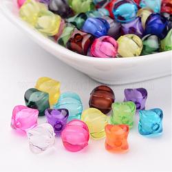 Transparente Acryl Perlen, Perle in Perlen, Rhombus, Mischfarbe, 8x10x10 mm, Bohrung: 2 mm