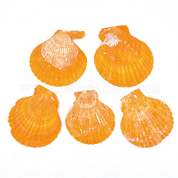 Бусины из натуральных раковин морского гребешка, бусины из морских раковин, неочищенные / без отверстий, оранжевые, 61~78x55~70x10~15 мм