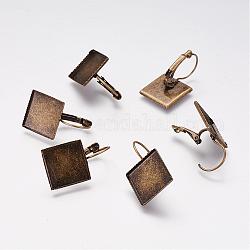 Accessoires dormeuses d'oreilles en laiton, bronze antique, 28x16mm, intérieur: 15x15 mm