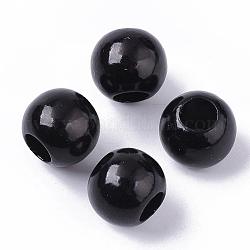 ABS perlas de imitación de plástico perlas europeas, abalorios con grande agujero, negro, 11.5~12x10mm, agujero: 4~5 mm, aproximamente 780 unidades / 500 g