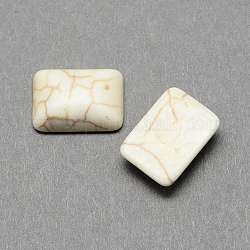 Cabochon posteriori in pietra sintetica turchese con gemme sintetiche, rettangolo, fumo bianco, 20x30x6mm