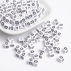 Perline in acrilico bianco a lettera cubo, foro orizzontale, lettera q, misura:circa6mm larghezza, 6 mm di lunghezza, 6 mm di altezza, foro : about 3.2mm, circa 300pcs/50g