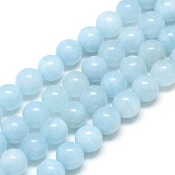 Natürliche Aquamarin Perlen Stränge, Runde, 8x7.5 mm, Bohrung: 1 mm, ca. 46~49 Stk. / Strang, 15.5 Zoll