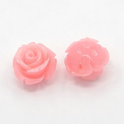 Synthetic Coral 3D Flower Rose Beads, Dyed, Pink, 20x13mm, Hole: 2mm