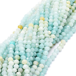 Chapelets de perles en amazonite naturelle, facette, rondelle, 4.5~5x3~3.5mm, Trou: 0.8mm, Environ 106 pcs/chapelet, 15.43'' (39.2 cm)