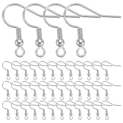 SUNNYCLUE 1 Box 100Pcs 925 Sterling Silver Plated Stainless Steel Earring Hooks Fish Hook Ear Wires French Earring Hooks Hypoallergenic Earring Findings with Openable Loops for Jewelry Making Kits
