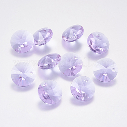 Facettierten Glas Strass Charms, Nachahmung österreichischen Kristall, Kegel, Violett, 6x3 mm, Bohrung: 1 mm