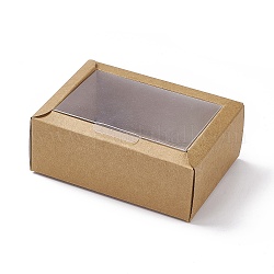 Geschenkbox aus Pappe, mit durchsichtigem Plastikfenster, Rechteck, rauchig, Falte: 11.1x8.1x4.1cm