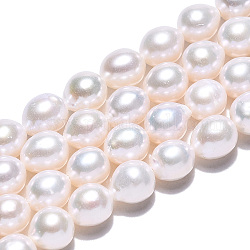 Naturali keshi perline perle fili, perle barocche, perla d'acqua dolce, ovale, bianco floreale, 6~6.5x6~7mm, Foro: 0.6 mm, circa 54~55pcs/filo, 14.76~14.843'' (37.5~37.7 cm)