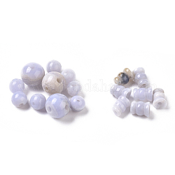Natürliche blaue Spitze Achat 3 Loch Guru Perlen, T-Perlen gebohrt, für buddhistische Schmuck machen, 8~12 mm, Loch: 2~3 mm, 8~9.5x6.5~7 mm, Bohrung: 2~2.5 mm