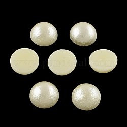 Cabochons en plastique imitation perle avec demi-rond abs, beige, 14x7mm, environ 1000 pcs / sachet 