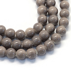 Chapelets de perles rondes en verre peint de cuisson, brun rosé, 8.5~9mm, Trou: 1.5mm, Environ 105 pcs/chapelet, 31.8 pouce