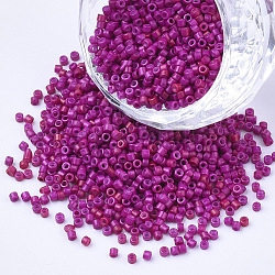 Perles de rocaille de cylindre de peinture de cuisson, taille uniforme, support violet rouge, 1.5~2x1~2mm, Trou: 0.8mm, environ 4000 pcs / sachet , environ 50 g /sachet 
