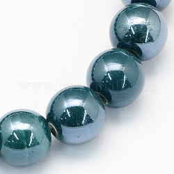Pearlized handgefertigten Porzellan runde Perlen, dunkles schiefergrau, 8 mm, Bohrung: 2 mm