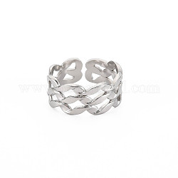304 открытое манжетное кольцо из нержавеющей стали для женщин, цвет нержавеющей стали, размер США 7 1/4 (17.5 мм)