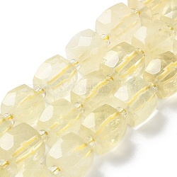 Limone naturale perle di quarzo fili, con perline semi, cubo, sfaccettato, 9.5~11x9.5~10.5x9.5~10.5mm, Foro: 1.2 mm, circa 29pcs/filo, 15.35~15.67'' (39~39.8 cm)