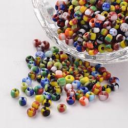 8/0 Perlas de vidrio opacas de colores opacos, abalorios de la semilla redondas, color mezclado, 2.5~3x2~3mm, agujero: 0.8 mm, aproximamente 1600 unidades / 50 g
