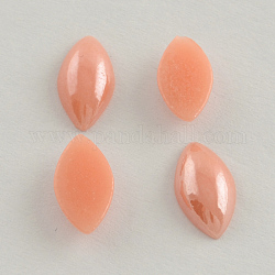 Pearlized Plated Opaque Glass Cabochons, Horse Eye, Rosy Brown, 12x6x3mm