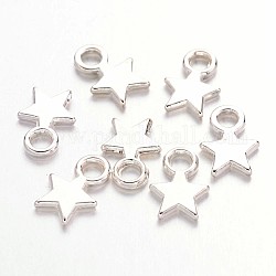 Charms in lega stile tibetano,  cadmio& piombo libero, stella, argento, 11x8x1mm, Foro: 2 mm, circa 3700pcs/1000g