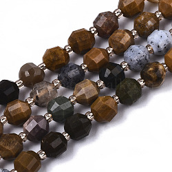 Natural Ocean Jasper Beads Strands, Oval, Faceted, 6x5~6mm, Hole: 0.8mm, about 51~53pcs/strand, 14.57 inch~15.15 inch(37~38.5cm)
