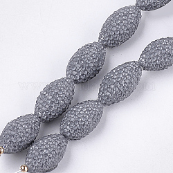 Perles de strass en pâte polymère manuelles, ovale, cristal, grises , 21~22x11~12mm, Trou: 1mm