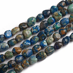 Fili di perline naturali di crisocolla e lapislazzuli, pietra burrattata, pepite, 10~15x7.5~11.5x7.5~12.5mm, Foro: 1 mm, circa 36pcs/filo, 15.67 pollice (39.8 cm)