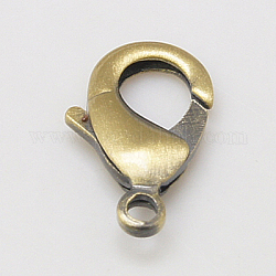 Brass Lobster Claw Clasps, Parrot Trigger Clasps, Brushed Antique Bronze, 15x8x3mm, Hole: 2mm