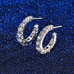 Orecchini ad anello in ottone con micro pavè di zirconi cubici, orecchini a mezzo cerchio, platino, nessuna dimensione