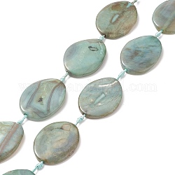 Natural Agate Beads Strands, Dyed & Heated, Oval, Light Sky Blue, 38~42x28~32x6mm, Hole: 1.6mm, about 8pcs/strand, 14.3 inch(36.5cm)