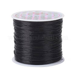 Cuerda de cristal elástica plana, Hilo de cuentas elástico, para hacer la pulsera elástica, teñido, negro, 0.8mm, alrededor de 65.61 yarda (60 m) / rollo