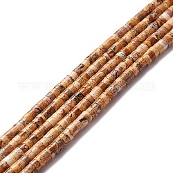 Natural Picture Jasper Beads Strands, Flat Round, 4~4.5x2~2.5mm, Hole: 0.8~1mm, about 155~172pcs/strand, 15.12 inch~15.55 inch(38.4~39.5cm)