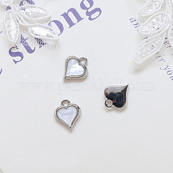 Opaque Resin Pendants, Heart Charms, with Platinum Tone Alloy Findings, White, 12x10mm