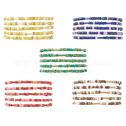 Ensemble de bracelets extensibles en perles de verre 5pcs, bracelets empilables, couleur mixte, diamètre intérieur: 2 pouce (5.2 cm)