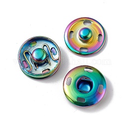 Placcatura ionica (ip) 202 bottoni a pressione in acciaio inossidabile, pulsanti indumento, accessori per il cucito, colore arcobaleno, 15x5.5mm