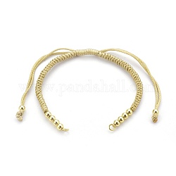 Fabrication de bracelet tressé avec cordon en nylon, avec des perles en laiton, or, verge d'or pale, 10-1/4 pouce ~ 11-7/8 pouces (26~30 cm), 3mm