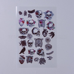 Autocollants de remplissage (pas d'adhésif au dos), pour la résine UV, fabrication de bijoux en résine époxy, motif crâne, 149x100x0.1mm
