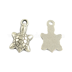 Tibetan Style Alloy Tortoise Pendants, Cadmium Free & Nickel Free & Lead Free, Antique Silver, 17x10x4mm, Hole: 1.5mm