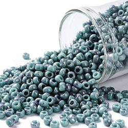 Toho perles de rocaille rondes, Perles de rocaille japonais, (1206) améthyste turquoise opaque marbrée, 8/0, 3mm, Trou: 1mm, environ 222 pcs/10 g