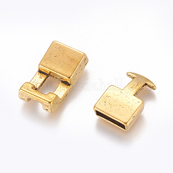 Tibetan Style Snap Lock Clasps, Cadmium Free & Nickel Free & Lead Free, Rectangle, Antique Golden, 22x12x6mm, 19x12x5mm, Hole: 3x10mm