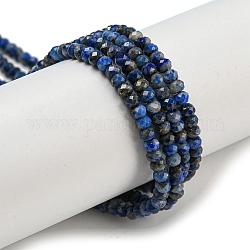 Chapelets de perles en lapis-lazuli naturel, facette, rondelle, Grade a, 3x2mm, Trou: 0.5~0.6mm, Environ 129~173 pcs/chapelet, 15.5 pouce (39.5 cm)