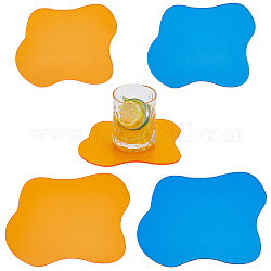 GOMAKERER 4Pcs 4 Style Opaque Acrylic Cup Mats, Irregular Shape Coasters, Mixed Color, 96~143x123~135x3mm, 1pc/style