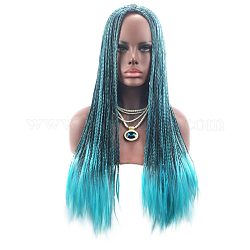 Женские аниме косплей парики, длинные плетеные синтетические парики, высокотемпературное термостойкое волокно, темные бирюзовый, 29.52 дюйм (75 см)