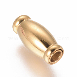 304 両端が接着剤で固定されたステンレス鋼マグネットクラスプ  イオンプレーティング（ip）  真空めっき  オーバル  ゴールドカラー  14x6.5mm  穴：3mm