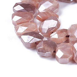 Natürliche sunstone Perlen Stränge, facettiert, Rechteck / Achteck, 13~16x9~12x5~7 mm, Bohrung: 1.3 mm, ca. 34~36 Stk. / Strang, 15.3 Zoll ~ 15.7 Zoll Zoll (39~40 cm)