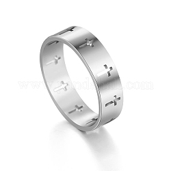 Anillo de dedo cruzado de acero inoxidable, anillo hueco para hombres mujeres, color acero inoxidable, nosotros tamaño 9 (18.9 mm)
