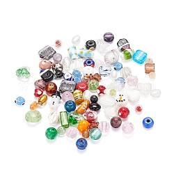 Perles vernissées manuelles, formes variées, couleur mixte, 4~20x4~20mm, Trou: 1~2.5mm