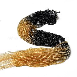 Hebras de perlas de vidrio de color degradado transparente, reronda facetas, negro y naranja, 3x2.8mm, agujero: 0.9 mm, aproximamente 123 pcs / cadena, 14.53'' (36.9 cm)