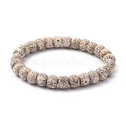 Undyed & Natural Moon and Star Xingyue Bodhi Beaded Stretch Bracelets, Beige, Inner Diameter: 2-1/4 inch(5.7cm), Bead: 8.5x6.5mm